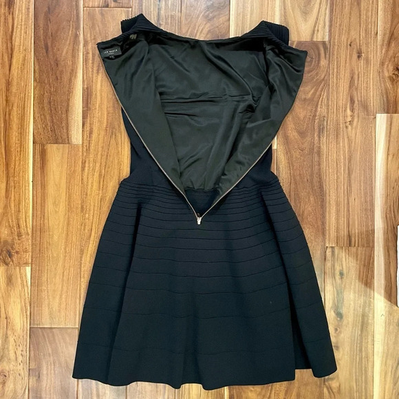 Ted Baker London Frinca Dress Black Fit & Flare Skater Knit Mini Size 4 US 10 - Picture 9 of 16